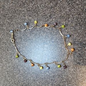 Ankle bracelet with multicolored beads